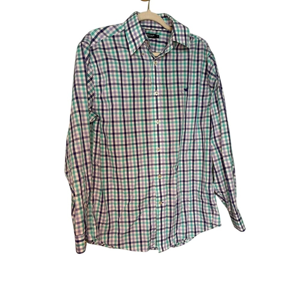 Southern Marsh blue and green checkered long sleeve button down
